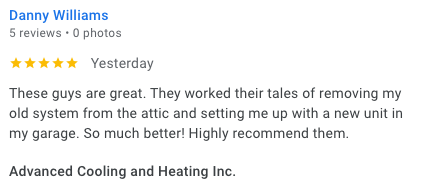 customer review on google